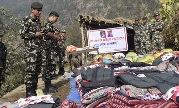 Social Activist Neeta Raut distributed blankets and food items provided by Gopal-Pramila Memorial Trust to the 22 household of Gaurishankar-8, Dolakha. Each house received two blankets (Rs 1000) and food items worth Rs 2500. 